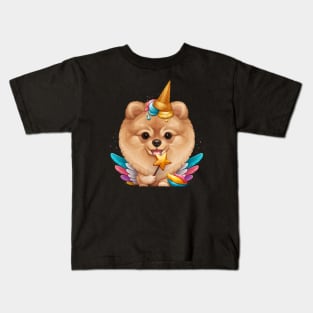 Orange Pomeranian Ice Cream Unicorn Kids T-Shirt